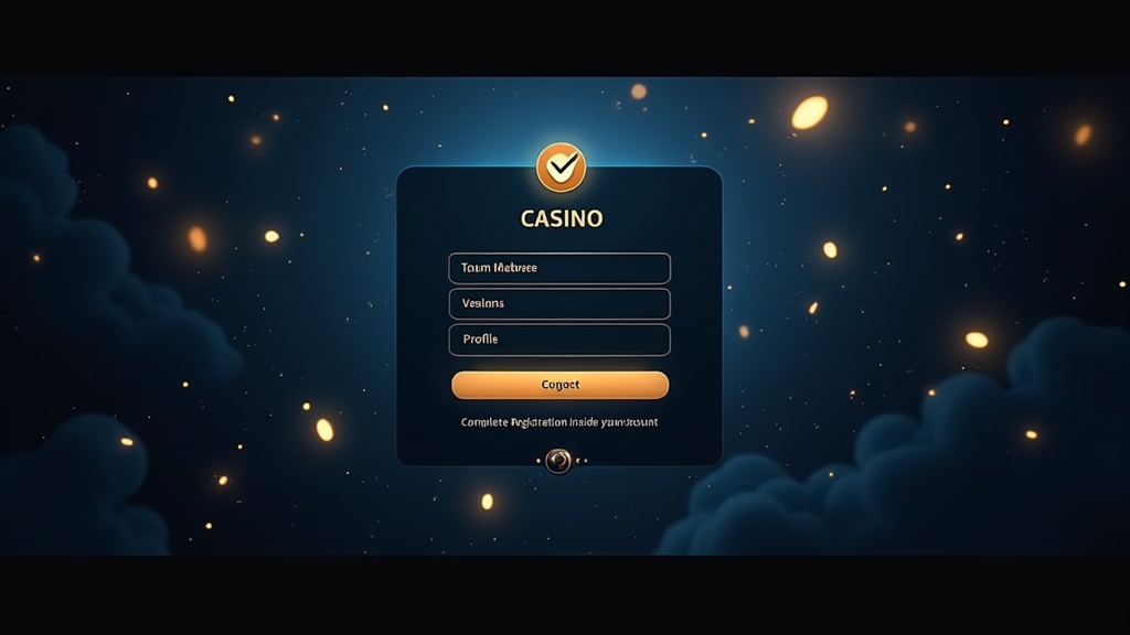 Kontooberfläche mit Verifizierungs-Haken in dunklem Casino-Stil
